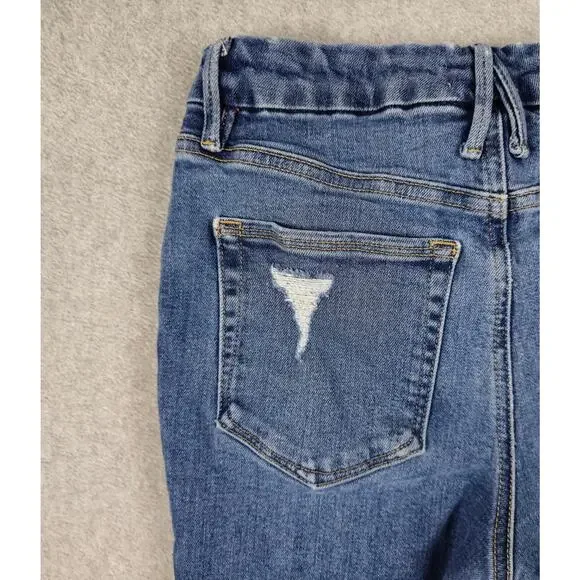 Good American Jeans Womens Size 6/28 Skinny Distressed Knee Frayed Hem 26" Waist - Picture 8 of 16